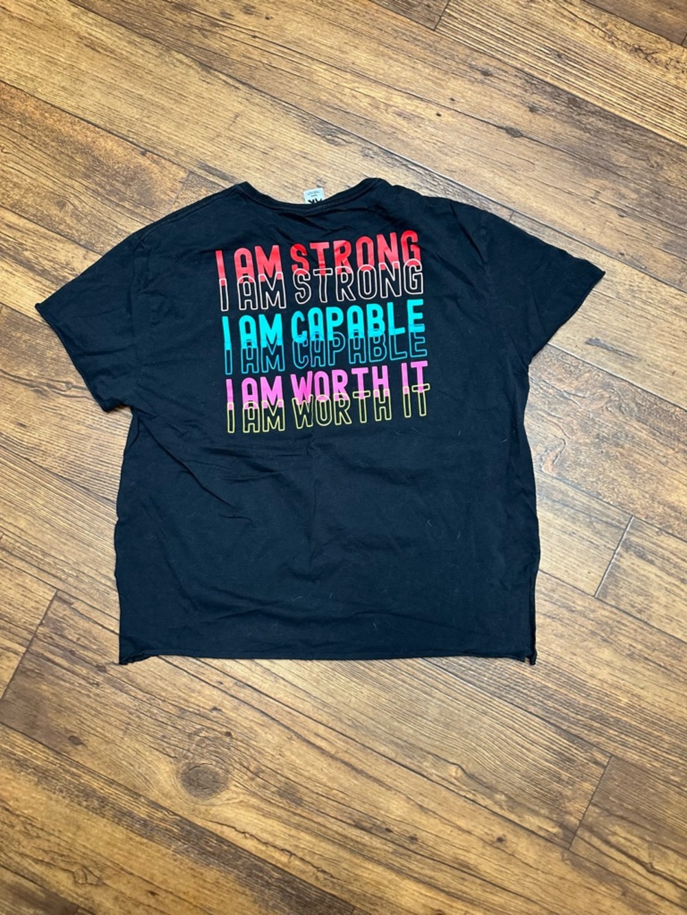 Zumba Fitness Black Tee with Multicolor Motivational Text